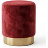 INTRECCI Pouf Cilindro in Velluto con Base Oro Elegante | Sgabello Poggiapiedi Imbottito per Salotto e Camera da Letto | Poltroncina Rotonda, Design Moderno | Ø 32 x H 40 cm - Colore: Bordeaux