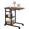 WOLTU Tavolino da Salotto a Forma di C, Tavolino da Caffè a 3 Livelli, Tavolo Divano Regolabile in Altezza con Ruote Universali, in Legno e Metallo, Rovere vintage + Nero, BTS08hov