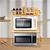 LANTUS Scaffale per Microonde, Supporto per Forno a Microonde in Bambù, Regolabile, Organizzatore da Cucina a 3 Livelli con 4 Ganci e Supporto per Tagliere - 52 * 37 * 65cm - 3 Livelli