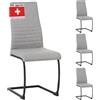 ALBATROS Sedia Cantilever Turano, Set da 4 Pezzi, Grigio - Design Moderno, Rivestimento in Tessuto, Imbottitura Spessa per Cucina e Sala da Pranzo