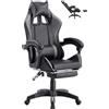FENIXSHOP24 Sedia/Poltrona Gaming Ergonomica Reclinabile con Poggiapiedi Poggiatesta e Supporto Lombare Braccioli X Gamer con Ruote Girevoli Nero/Grigio HLD-920 (Nera/grigia)