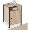 tectake 801109 Comodino Blackburn, Scomparto aperto, Armadietto suddiviso con porta magnetica