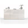 WHOUS Credenza e Buffet EGYPT per Soggiorno con 2 Ante e 3 Cassetti, Madia per Salotto, Cucina e Sala da Pranzo in Legno, 160x40x80 cm, Bianco Laccato Lucido