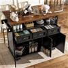 Huayz Isola cucina con piano di lavoro (118 x 43 x 98 cm), carrello da cucina con ruote, isola indipendente con 3 cassetti, porta snack e porta asciugamani, carrello da cucina per esterni