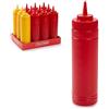 Generic 12 Pezzi, Bottiglie di plastica da 500ml, Bottiglia per Squeeze Rosse e Gialle, Condimento Dispenser, Graduata e Senza BPA, per Ketchup, Senape, Mayo, Salse piccanti, Olio d'oliva, Flacone Dosatore