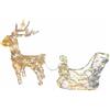 COSE DA CASA Slitta di Babbo Natale con Renna Illuminata 150 LED Bianco Caldo Decorazione Natalizia per Interno e Esterno ip44