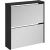 vidaXL Scarpiera con Specchio a 2 Livelli Nera 63x17x67 cm