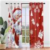 Odot Natale Rosso Tende Voile Semi Trasparente con Occhielli, 2 Pezzi Tende Voile per Interni con Stampa Babbo Natale, Tende Moderna per Soggiorno Cucina Cameretta Finestre (107x244cm,Stile H)