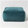 HOMESCAPES Pouf quadrato in velluto, 60 x 60 cm, con rivestimento in velluto di cotone 100% e bordatura a tubo, grande poggiapiedi in peluche per soggiorno