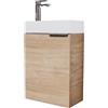 Planetmöbel Mobile bagno sottolavabo 40 cm con rubinetto cromata, mobiletto bagno con lavabo per bagni piccoli, WC ospiti, rovere Sonoma