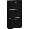 vidaXL Scarpiera Nera 59x17x108 cm in Legno Multistrato