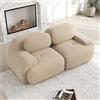 Bladez Divano moderno in cord in stile loveseat modulare a 2 posti per soggiorno con braccioli curvi, senza montaggio - Fondo antiscivolo, imbottitura altamente elastica (Beige, 2 posti)
