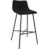 CLP Sgabello da Bar imbottito Altona, sedia da bar con schienale e poggiapiedi, sgabello moderno per cucina, con struttura in metallo nero | Colore nero Materiale Stoffa