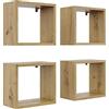 KUBUTKU Set di 4 libreria da parete moderne 30 x 33 x 18 cm quadrate mensole da muro design per soggiorno camera da letto ufficio e cucina (rovere Artisan)