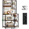 KOMFOTTEU Scaffale da Cucina con Stazione di Ricarica, Mobile Dispensa Cucina a 9 Livelli con 12 Ganci, Mensola Microonde Industriale, per Soggiorno, Sala da Pranzo, 99 x 40 x 170 cm