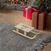 ECD Germany Slitta Decorativa in Legno a LED Bianco Caldo 42 x 16 cm Marrone a Batteria e Timer Decorazione Natalizia per Finestre Decorativa Illuminata