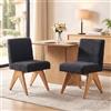 chairus Set di 2 Sedie da Cucina in Tessuto Sedia da Pranzo Senza Braccioli Sedie Imbottite con Gambe in Legno Sedia Rétro per Sala da Pranzo/Soggiorno, Grigio Scuro