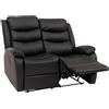 Mendler Poltrona cinema 2 posti HWC-O62, sedia relax TV con braccioli, funzione reclinabile ecopelle - nero