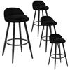 WOLTU Sgabelli Cucina Set di 4, Sgabelli da Bar con Schienale e Poggiapiedi, Sgabelli in Velluto, Struttura in Metallo, Nero, BH296sz-4