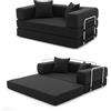 YINIX Divano Letto Pieghevole 160cm Matrimoniale, Divano Modulare Futon Boneless, Velluto a Coste con Telaio in Metallo, Materasso da Terra 2 Posti, Base Antiscivolo, Rivestimento Lavabile