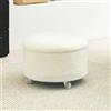 MUMUXIAO Pouf rotondo per soggiorno e camera da letto, sgabello imbottito con poggiapiedi con coperchio, in velluto con ruote universali (bianco)