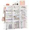 HOMASIS Armadio Modulare per Scarpe con 12 Cubi e Ganci, Organizzatore Portatile per Scarpe per 48 Paia con Porta, Scarpiera Plastica per Ingresso e Corridoio, 124 x 32 x 125 cm (Bianco)