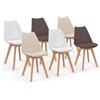 IDMarket - Set di 6 sedie scandinave SARA, mix di colori tortora, beige e bianco