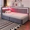 Moimhear Letto imbottito, divano letto, 90 x 200 cm, testiera si apre per riporlo, sistema di stoccaggio idraulico sotto il letto, tessuto di velluto (grigio chiaro)