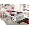 AVANTI TRENDSTORE - Stefan - Letto francese Futon con 2 comodini e 3 cassettoni estraibili salvaspazio inclusi nella struttura in legno laminato, disponibile in diversi colori (Grigio - bianco)