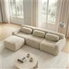 Cayipng Divano angolare-L,Divano 3 posti con 1 poggiapiedi,divano modulare con 3 cuscini,Braccioli extra larghi ergonomico,imbottitura altamente elastica 32D,base antiscivolo,No assemblaggio,Sottovuoto