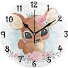 LDIYEU Coniglietto Fiore Rosa Orologio da Parete Silenzioso Decorazione Non Ticchettio Legna Orologio per Ragazzi Ragazze Capretto Cucina Camera da Letto Home Office Scuola Decor