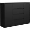 MebLocker Cassettiera con 4 Cassetti e 2 Ante - Settimino 140x102x40 cm - Cassettiera Salvaspazio per la Camera da Letto e Soggiorno - Armadio con Cassetti dal Design Moderno - Nero