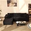 Litbird Divano angolare modulare a forma di L con chaise longue a sinistra - Struttura morbida senza telaio rigido, seduta extra profonda in velluto a coste (Nero, Chaise longue sinistra)