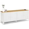 IDMarket - Credenza bassa ESTER 140 cm con 4 ante in metallo bianco e piano in legno dal design industriale