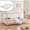 [en.casa] Letto Piazza e Mezza per Cameretta con Materasso a Schiuma Fredda 120 x 200 cm Letto a Casetta con Sbarre per Bambini Struttura in Legno di Pino - Rosa