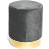 Tata Home Pouf Sgabello Cilindrico Velluto con Anello Dorato per Salotto o Camera Cameretta Pouff Poggiapiedi di Design Moderno (Piombo)