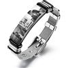 Jeweidea Braccialetto Uomo Personalizzato con Nomi Foto Incisione - Bracciale Acciaio Regolabile Famiglia per Papà Coppie - Festa del Papà Anniversario (#Argento-2)