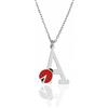 Sakrami Collana per Bambini in Argento 925 Placcata in Rodio con Lettera e Coccinella Personalizzabile (A)