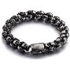 Aruie Bracciale da uomo in acciaio con teschi e catena stile punk biker, colore: nero e argento e Acciaio inossidabile, colore: Noir(22,5cm), cod. AKB9133