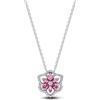 PANDORA Collana Timeless Herbarium con ciondolo a forma di fiore, 925 argento sterling con zirconi cubici rosa e trasparenti, collana da donna con ciondolo mobile, lunghezza 45 cm, 394576C01-45