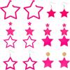 UNICRAFTALE 6 Paia 6 Orecchini Stile 80S 90S Stella Rosa Stella di Moda Orecchini Pendenti in Acrilico Orecchini Pendenti Al Neon Retrò Orecchini Pendenti Carini Regali per Feste Serali per Donne