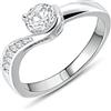 Anellissimo Anello Solitario virgola Donna Argento 925 con zirconi -