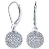 Bling Jewelry Minimalista Geometrico Cubic Zirconia Pave CZ Disco Ball Lever Back Dichiarazione Orecchini Per Le Donne Prom Sterling Silver