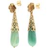Mokilu' - Gioielli - Orecchini Vintage - Donna - Ottone dorato 24kt - Pietra verde