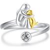 JUSTKIDSTOY Anello a forma di cane, in argento Sterling 925, con pietra portafortuna regolabile, regalo per donne e ragazze amanti degli animali domestici, Argento sterling, Zirconia cubica