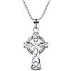 Bling Jewelry Amuleto di Protezione Antico Ciondolo a Croce Celtica Irlandese Vichingo per Uomo Donna Tono Argento Ossidato Acciaio Inossidabile Collana con Catena a Sfere da 20 Pollici