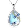 KQF Collana da donna con ciondolo a forma di libellula, farfalla, gatto, medusa, coniglietto, axolotl, ape, sirena, colibrì, elefante, in argento Sterling, con pietra di luna, idea regalo per donne