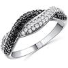 Anellissimo Anello treccia bianca e nera donna argento 925 con zirconi - 22
