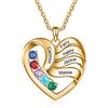 ALBERTBAND Collana Personalizzata in Argento 925 Ciondolo a Cuore con Nomi Incisione Collana per Donna Madre Figlia Regalo per Festa Della Mamma San Valentino (oro-5pietre)
