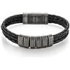 MYCLUSIV® Braccialetto personalizzato in pelle da uomo con nome su perle ossidanti - Bracciale con incisione - Regalo per uomini - Bracciale da uomo - Regalo per papà, 21 cm, Acciaio inossidabile
